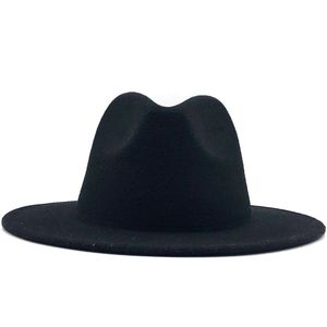 Unisex Flat Brim Wool Felt Fedora Hats with Belt Red Black Patchwork Jazz Formal Hat Panama Cap Trilby Chapeau for Men Women high quality a6