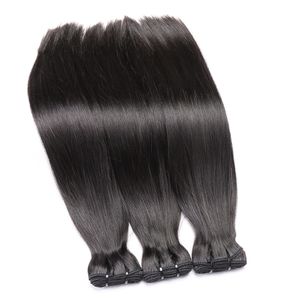 Double Drawn Bone Straight Human Vrigin Hair Weaves 1 Bundles Thick Ends