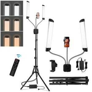 lighting LED Double Arms Fill 3000K-6000K Long Strips Light with LCD Screen 200cm Tripod Stand Photographic Ring Lamp Live Lighting