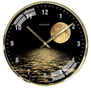Zegary ścienne Zegar Metal Księżyc Ziemia Super Nowoczesne Silent Kitchen Watches Home Decor Relogio de Parede Gift Prom