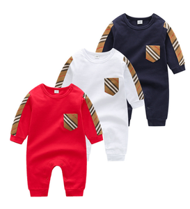 2021 Ny långärmad baby bodysuit bomull toddler plaid jumpsuits spädbarn barn onesies nyfödda kläder sleepwear romper