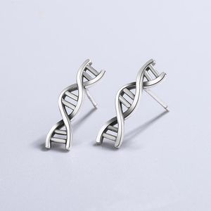 Stud VENTFILLE Sterling Silver DNA Twisted Wire Hollow Earrings For Women Creative Trendy Party Jewelry Accessories