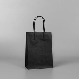 Gift Wrap 30pcs/lot High Quality Kraft Paper Bag With Handles Elegant Black Packaging Bags For Wedding Birthday Party Jewelry