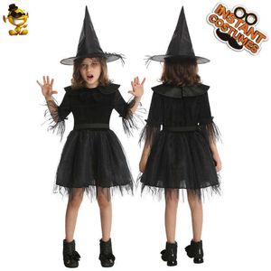 Kostiumy Halloween Dla Dzieci Dziewczyny Witch Kostium Dress Fancy Purim Party Cosplay Straszny Purpurowy Wizrd Odzież Y0913