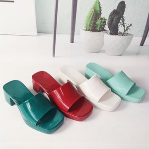 Fashion Womens Sandals Designer Luxury Slippers Slide Candy Color High Heels Rubber Sandal Slipper Jelly Shoes Flip Flop