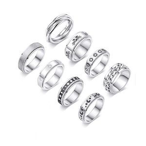 Star moon titanium steel rotating ring wholesale European and American fashion stainless metal rings