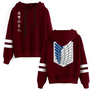 Herren Hoodies Attack on Titan Pullover Hoodies Sweatshirts 90er Jahre Anime Hoody Streetwear Tops Y211122