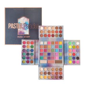 HUDastory 105 nyanser färgglada ljus pastellparadis ögonskugga smink palett, hög pigment ny naken ögonskugga sparkly grön blå matt skimmer glitter ögonskugga