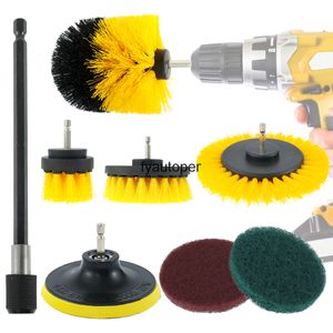 Set of 8 Power Scrubber Brush Drill All Purpose Scrubbing for Surface Grout Tile Tub Shower Kitchen Auto Care Cleaning Too