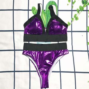 Laser Bikini Set Micro Swimsuit Women Push Up Bikini Jelly Color Sexy Swimwear Halter Bandage Bathing Suit