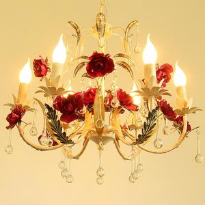 Wholesale solar paint resale online - Table Lamps American Garden Chandelier Retro Style Rural Iron Flowers And Plants Living Room Dining Candle Lamp European Crystal
