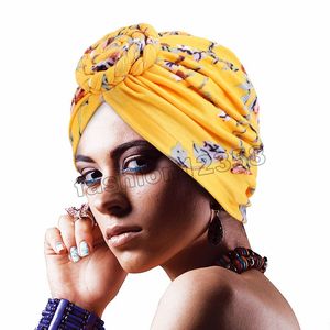 Mode Frauen Afrikanische Muster Blume Turban Muslim Turban Headscarf Headwrap Ladies Chemo Cap Bandanas Haarschmuck