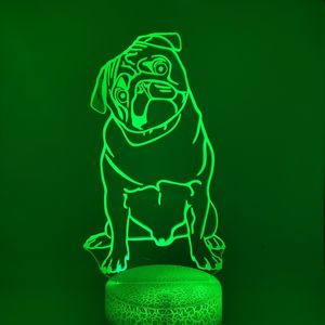 Wholesale touch switches for lamps for sale - Group buy 3D Illusion Lamp Color Change Touch Switch LED Pug Night Light Acrylic Desk lamp Novelty Lighting with crack base
