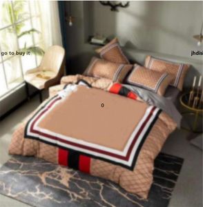 Mode-King-Size-Designer-Bettwäsche-Set, 4-teilig, mit Buchstaben bedruckt, Baumwolle, weiche Tröster, Bettbezug, luxuriöses Queen-Bettlaken mit Kissen