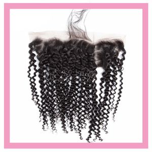 Brazilian Human Hair 13x4 Lace Frontal Kinky Curly 10-24inch Cor Natural Parte Livre Atacado Pêlo de Bebê Produtos