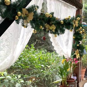 Decorative Flowers & Wreaths Decoration Christmas Garland Artificial Rattan Wreath Xmas Fireplace Red PVC Blue Green 2.7M Party Pink Door Ha