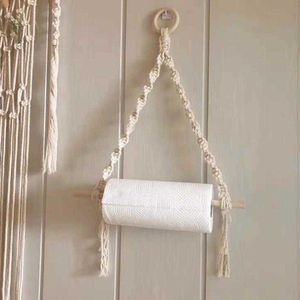 Nordic Toilet Paper Holder Tapestry Macrame Vägg Hängande rum Inredning Badrum Toalettpapper Dispenser 210609