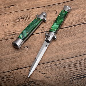 Coltello pieghevole orizzontale da 9 pollici Green Godfather Stiletto Mafia Coltelli da tasca automatici Strumenti EDC