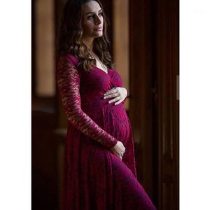 Maternity Dresses Aftonklänning Graviditet Poggrafi för Po Shoot Kläder Gravida Kvinnor Vestidos Skytte