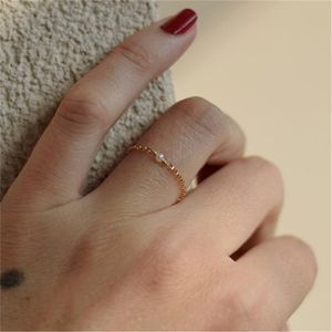 Mini Pearl Pierścionki 14K Złoto Wypełnione Kinckle Biżuteria Mujer Bague Femme Handmade Minimalizm Boho 211217