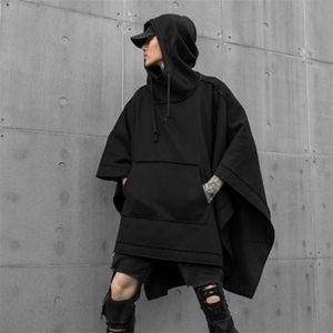 Autumn and Winter New Men's Loose Bat Cape National Tide Dark Mid-long Fashion Casual Windbreaker Hoodie Jacket 201020