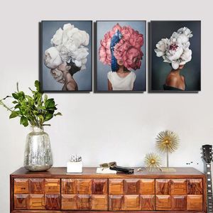 New40x60cm Malen Sie abstrakte moderne Blumen Frauen DIY Ölgemälde Nummer auf Leinwand Home Decor Figur Bilder Geschenk EWD6234