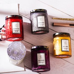 Grote kleine luxe aromatherapie kaars D reliëf glas geurende kaarsen soja wax bruiloft decoraties Valentijnsdag geschenken XD24870