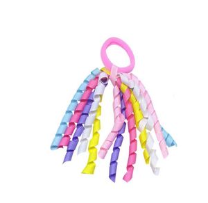 Tjej Ponytailhållare Korkers Curly Ribbons Streamers Corker Hair Bobbles Bows Flower Elastic Skol Boosters