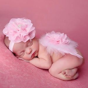 Baby Photo Angel Wings с цветочным шифоном горный хрусталь головной полос младенческой ручной работы перо фотографии реквизиты новорожденного аксессуары для волос BAW16