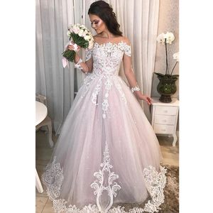 Bollklänning bröllopsklänningar med pärlstav plus storlek brudklänningar