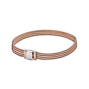 NUOVO 2021 100% argento sterling 925 braccialetto a catena in oro rosa adatto fai da te originale regalo gioielli Fshion 1234567