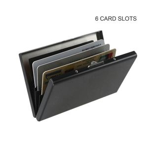 Card Holders Unisex Stainless Steel Case Metal ID Cards Protector Wallet 6 Slots Pockets Business Holder For Women Men