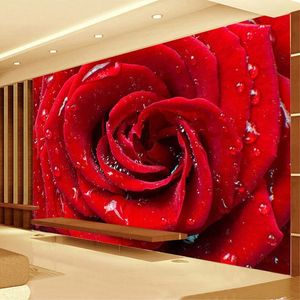 大規模な壁画3Dステレオバラの花の壁紙ベッドルームリビングルームテレビ背景装飾結婚室