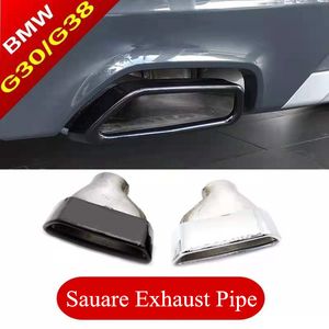 2 PCS Silver/ Black Stainless Steel Exhaust Muffler Tail Pipe For BMW 5 Series G30 G38 530 540 M Original Style Car Back System