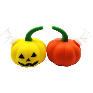 Halloween Pumpkin Pipes Bong With Glass Bowl Smoking Accessories Silicone Silica Gel Hand Pipe 125g Weight SP302