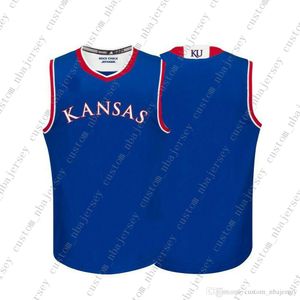 Billiga Custom Kansas Jayhawks NCAA Blank Blå Basketball Jersey Personlighet Stitching Anpassat Any Name Number XS-5XL