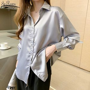 Vintage Woman Shirt Autumn Women Tops and Blouse Long Sleeve Korean Blouse Office Lady Clothes Blusas with Gray White 10541 210527