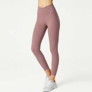 Cor pura nude cruz cintura alta estiramento de yoga calças de yoga mulheres colegas de fitness de bolso invisível correndo leggings leggings esportivos