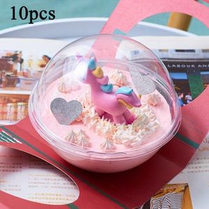 Gift Wrap 10pcs Transparent Open Plastic Clear Present Box Decoration Cake Container Portable Mousse Ball Round