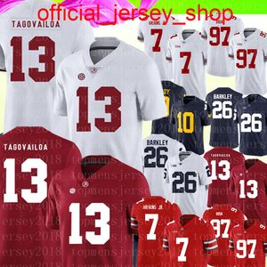 13 TUA Tagovailoa Alabama Crimson Tide Jersey Mens Red White College Football Koszulki 7 Dwayne Haskins JR 26 Saquon Barkley