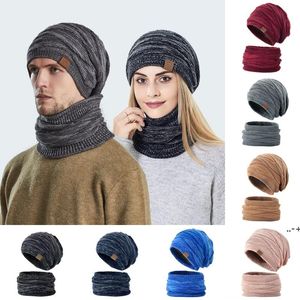 Newwinter Beanie Hat Scarfセット女性男性ファッションスラツィスカーフ暖かいニットの帽子の暖かいニット帽子スキーCCA10365