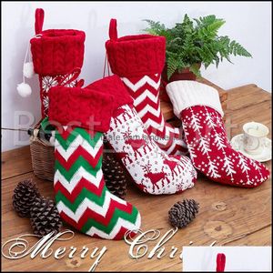 Festivo Festes Fontes Home Gardenchristmas Meia Ornamento Ornamento Neve Elk Decorações de Natal Malha Doces Sacos Saco de Presente Xmas Cyz2