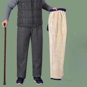 Erkek Pantolon Sweatpants Kuzu Yün Elastik Bel Spor Pantolon Erkek Joggers Parça Kalınlaşmak Kaşmir Kış 5XL Y328