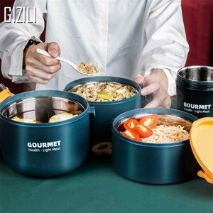 Stainless Steel Lunch Box Leak-Proof Portable Insulated Student School Multi-layer Tableware Bento Food Container Storage 211104