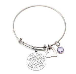 Anne Kalp Charm Elmas Birthstone Bileklik Bileklik Paslanmaz Çelik Ayarlanabilir Expandabel Bileklik Bilezikler Anneler Günü Hediye Moda Takı