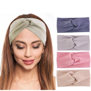 Polar Fleece Headband Twist Style Soild Color Elastic Headwrap Esporte Yoga Hairband Winter Wr Wrap Wrap Headwear