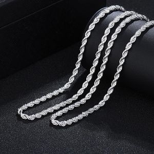 Ketten 925 Sterling Silber 16/18/20/22/24 Zoll 4 mm gedrehte Seilkette Halskette für Frauen Mann Mode Hochzeit Charm Schmuck