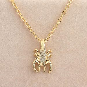 Pendant Necklaces Korean Fashion Style Choker Necklace For Women Mysterious Temperament Scorpion Gold-plated Zircon Gold Ladies Jewelry