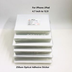 50 pc 250um 5.4 5.5 5.5 5.8 6 6.1 6.5 9.7 10.5 12.9 '' polegada OCA Clue Filme Optico Clear Adesivo para iPhone Ipad Repair De Vidro Craked