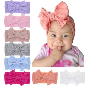 Bebek Kız Büyük Yay Bantlar Çocuklar Ilmek Elastik Hairbands Şapkalar Bebekler Headdress Bandı Toddler Türban Kafa Sarar Kha391